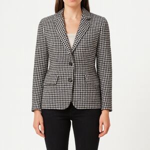 J. Crew Factory Womens Houndstooth Wool Blazer Size 4 Preppy Office Career Work
